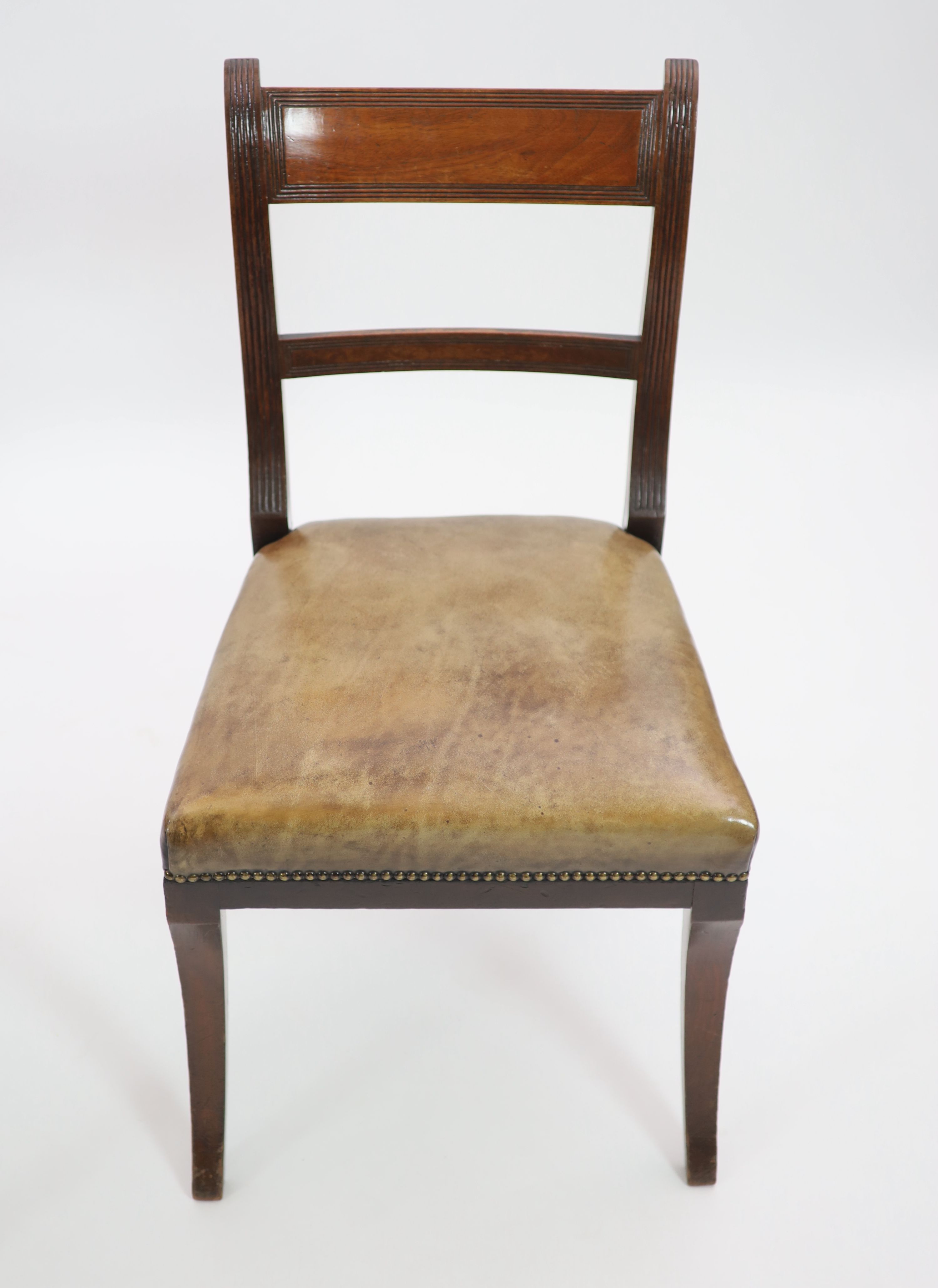 A set of fourteen Regency and later mahogany dining chairs, including two carvers, carvers W.58cm H.89cm